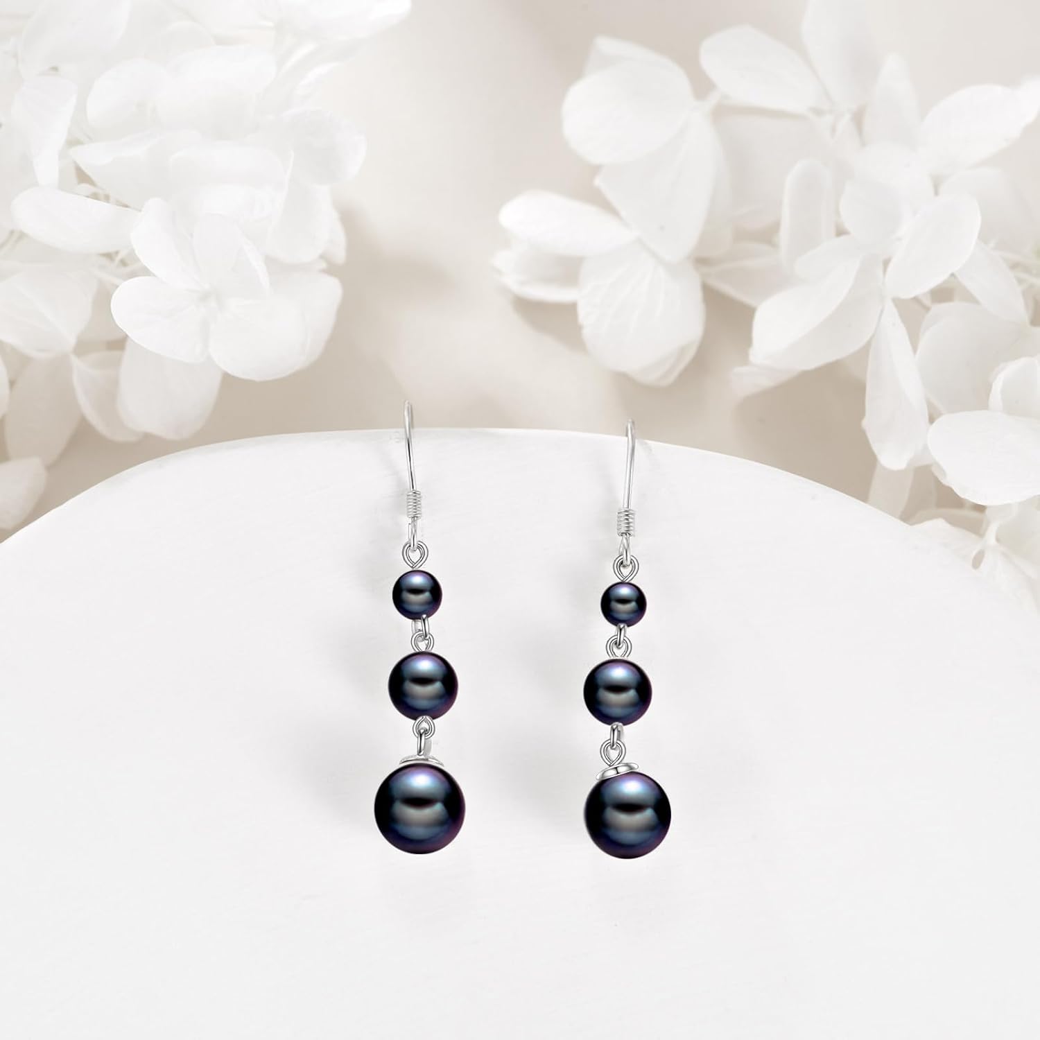 925 Sterling Silver Pearl Dangle Earrings Three Pearls Drop Jewelry Birthday Gifts for Women