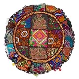 iinfinize Indian Home Decor Bohemian Seating Pouf Meditation Vintage Hand Embroidered Cotton Handmad