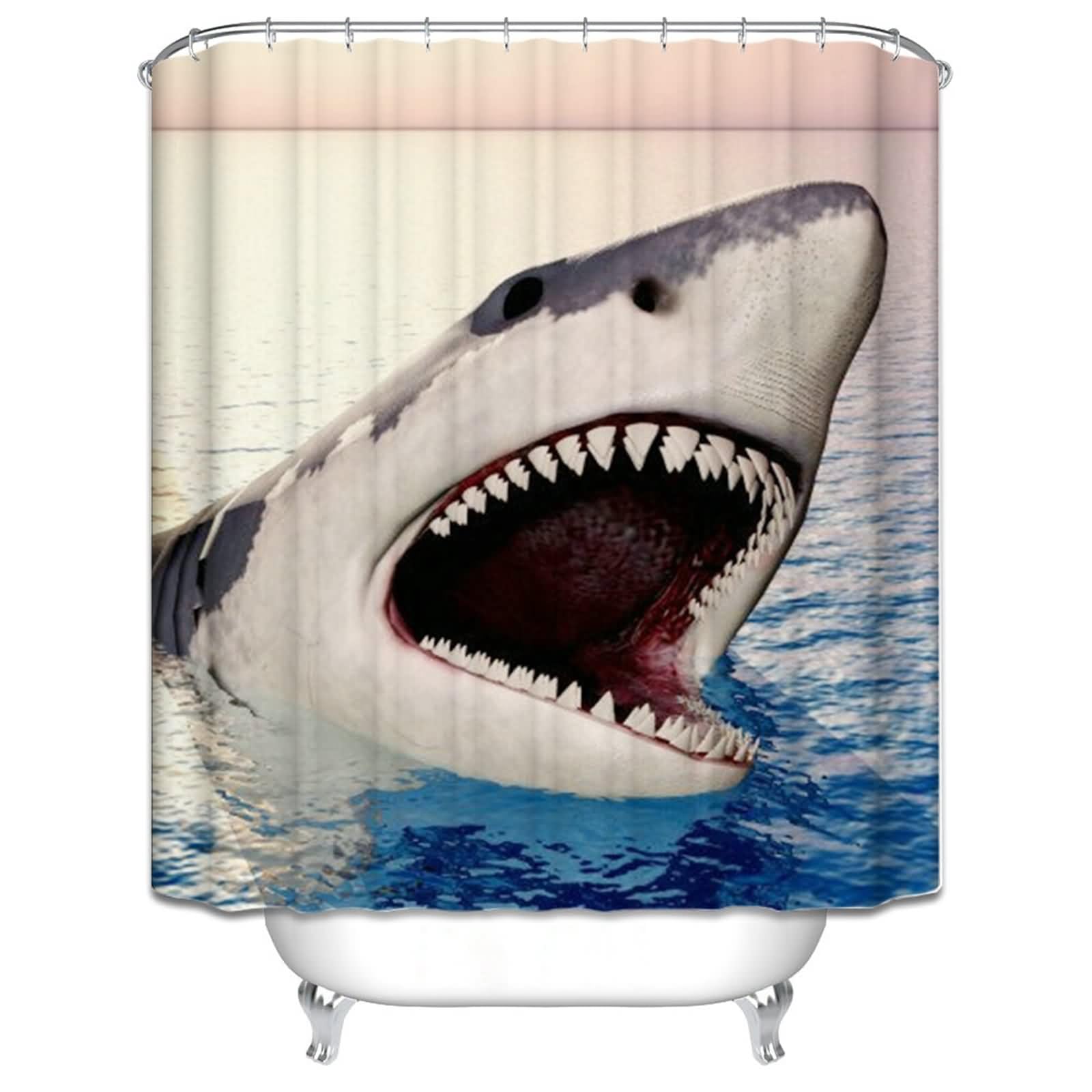 Rideau de douche requin 180x180cm étanche pour la salle de bain