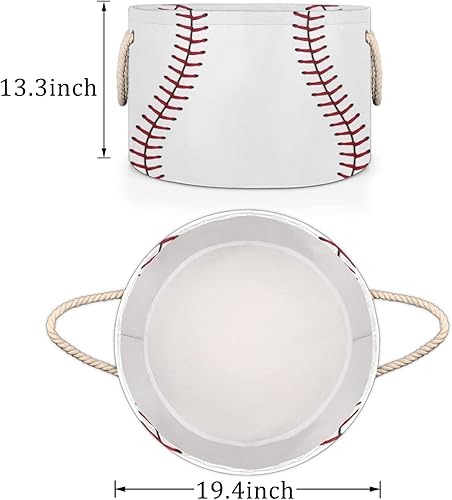 Vista 3 de Cesta de almacenamiento redonda grande de béisbol, canasta de almacenamiento circular plegable para béisbol, con asa para niños, manta de juguetes