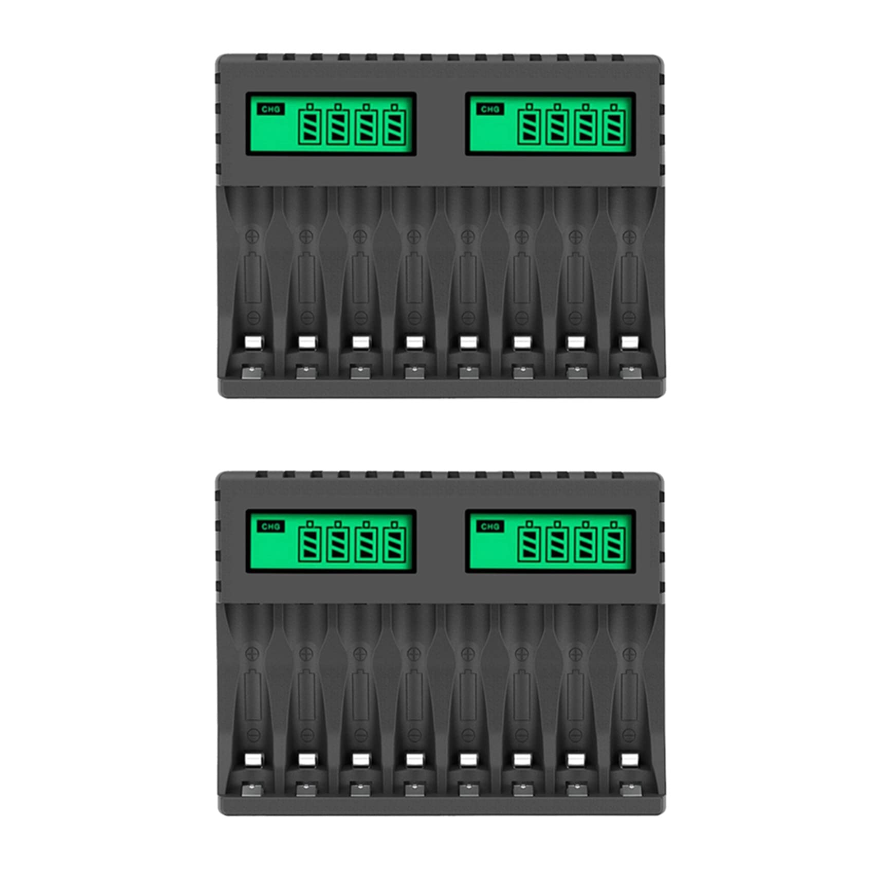 Chargeur intelligent AA AAA à 8 emplacements écran LCD intégré x2 - 8