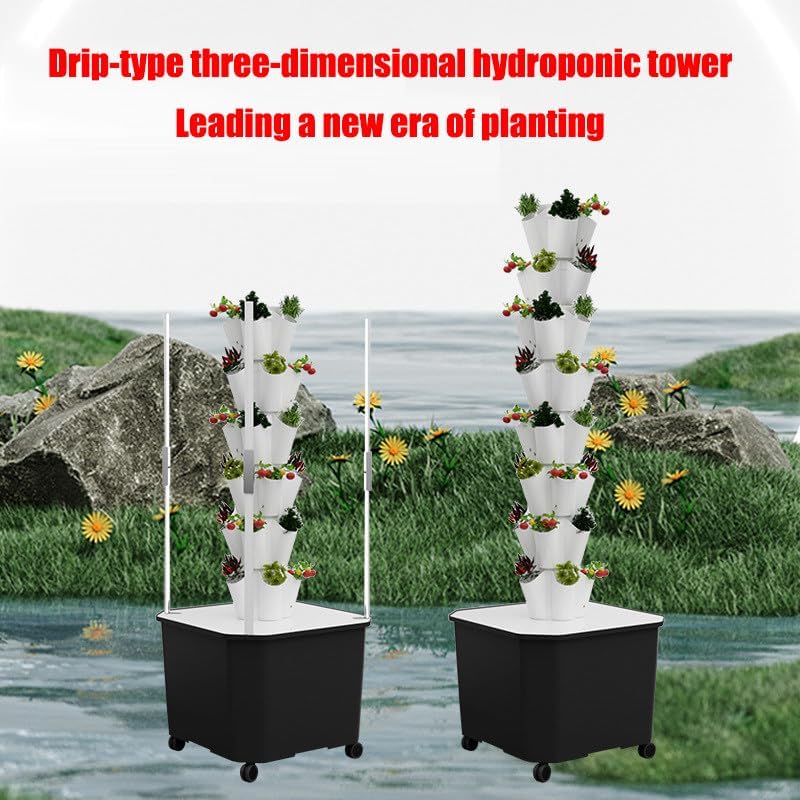 Vertical Hydroponic Garden Tower - 10 Layers Aeroponic System for Indoor Herbs, Fruits & Vegetables - Compact Hydroponics Growing Kit for Home Gardening