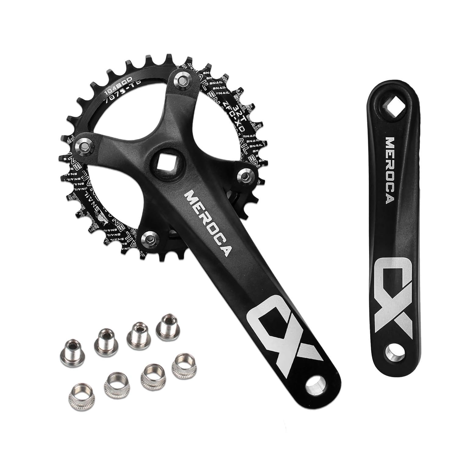 Pedali quadrati per mountain bike | Braccio manovella da 170 mm con corona dentata stretta | Compatibile con biciclette a 8/9/10/11 marce | Catena e pedali pronti