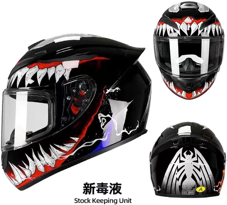 Miniatura 2 de Casco de motocicleta de cara completa Venom aprobado por DOT para motocicleta, ciclomotor, bicicleta de calle, motocross, carreras, casco de