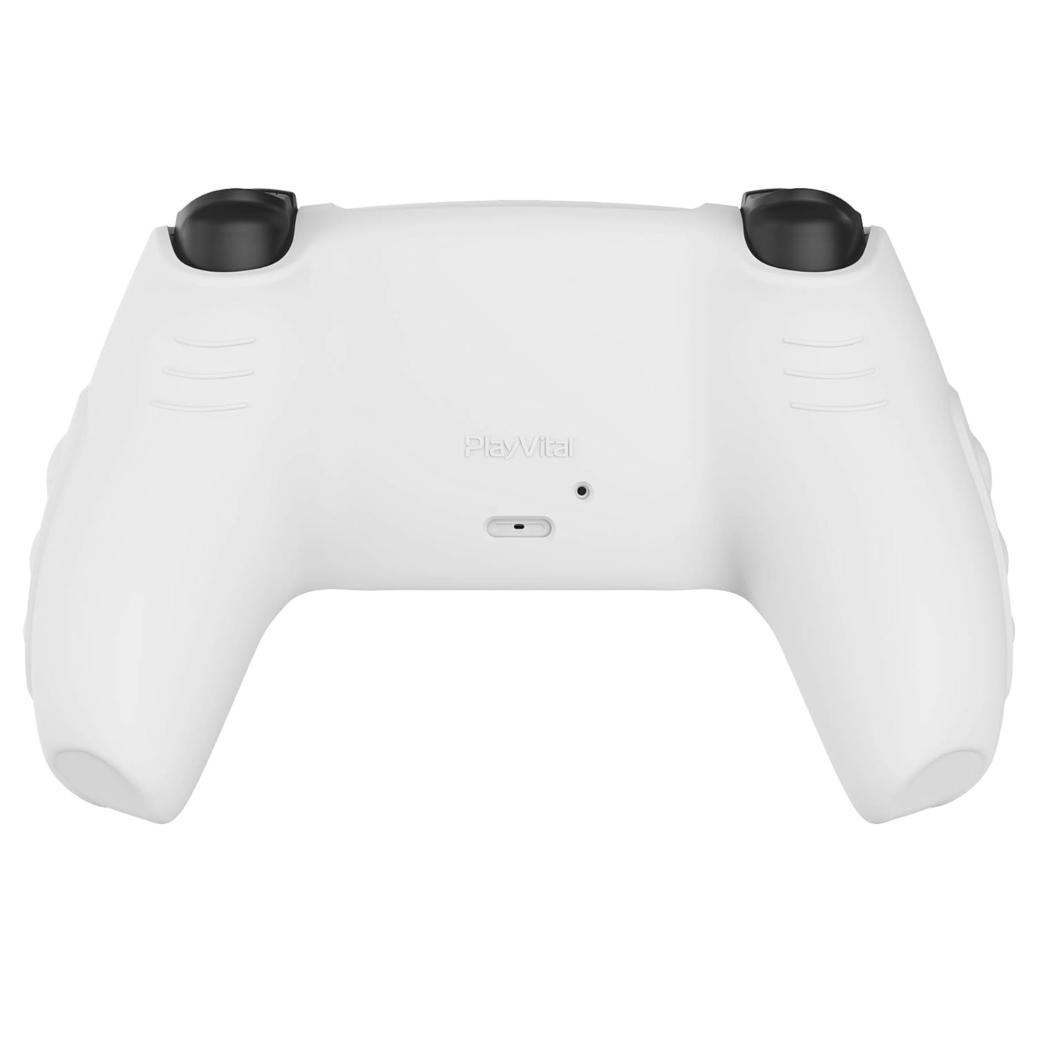 PlayVital Knight Edition White & Black Two Tone Anti-Slip Silicone Cover Skin for ps5 Controller, Soft Rubber Case for ps5 Wireless Controller with Thumb Grip Caps - Image 8