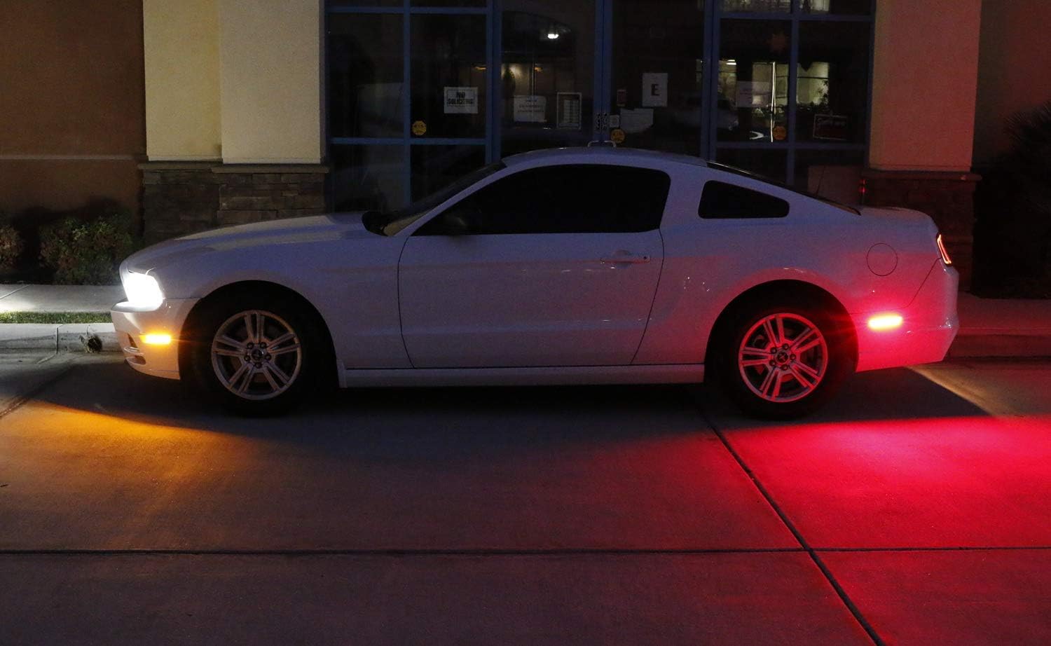 iJDMTOY Smoked Lens Amber/Red Full LED Side Marker Light Kit Compatible With 2010-14 Ford Mustang, Powered by Total 144-SMD LED, Replace OEM Sidemarker Lamps