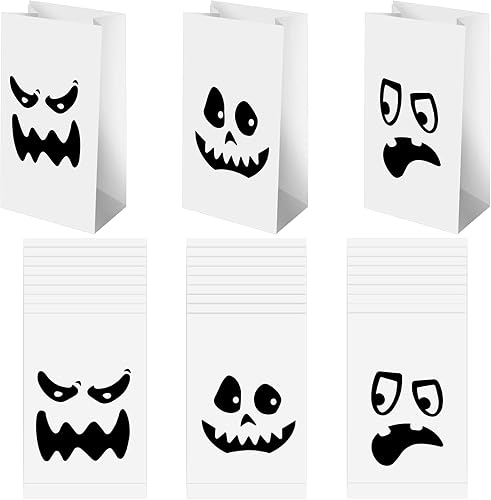 Jetec 30 bolsas de regalo de fiesta de Halloween, bolsas de regalo de papel kraft de Halloween, bolsas de regalo de fantasma, bolsas de dulces,