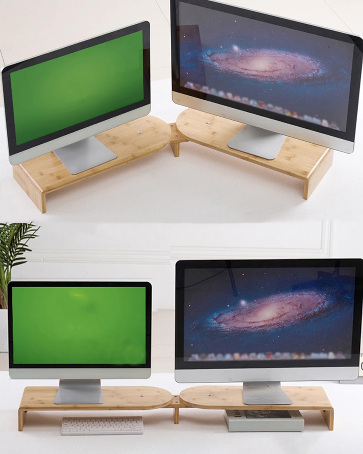 SDGcfgjW corner desks， Desktop Organizer Corner Monitor Stand Dual Riser, Swivel Angle Wooden(13cm/5.1in Height)