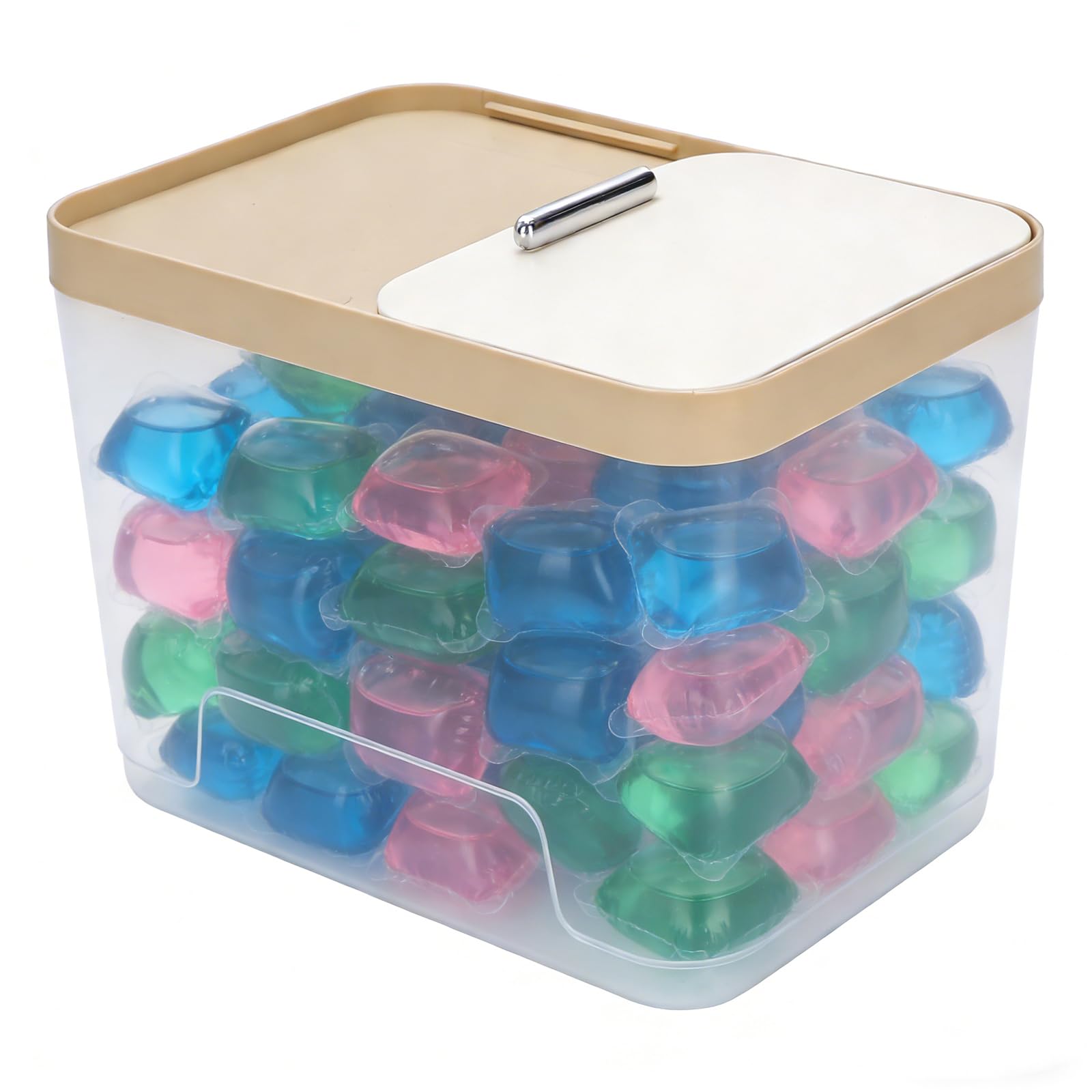 Punorric Clear Laundry Pods Container Washing Pods Storage Container with Sliding Lid and a cup, Washing Powder Dishwasher Tablet Storage for Laundry Room, Bathroom, Kitchen Organization