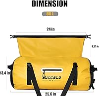 Vista 6 de Buffalo Gear Bolsa de lona impermeable 40L 60L 80L Roll-top Dry Bag Heavy Duty Impermeable Duffel Bolsa de viaje para kayak, rafting, barco, pesca