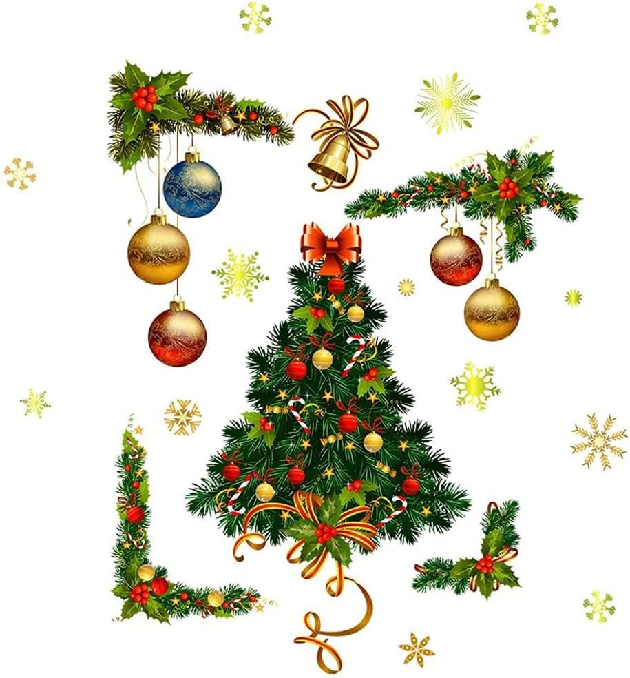 2pc Christmas Santa Window Sticker Winter Wall Stickers Kids Room Christmas Decorations Home (Color : A Size : 50x70cm)