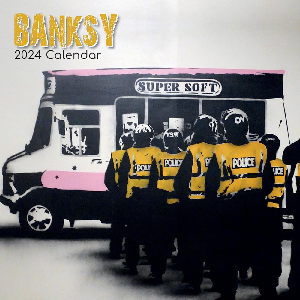 2024 Square Wall Calendar - Banksy 12 x 12 Inch Monthly View, 16-Month, Art Theme, Includes 180 Reminder Stickers