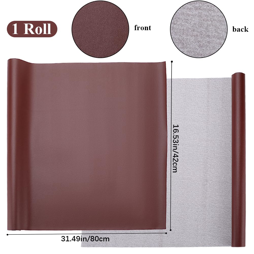 CRASPIRE 80x42cm Faux Leather Book Cloth Dark Red for A3-A8 Books Binding Smooth PU Surface Polyurethane Coated Non-Woven Base Covering Protector Bookcover Album Scrapbooking DIY Bookcloth - Image 2