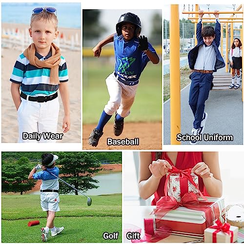AWAYTR Boys Elastic Braided Belt - Black Pin Buckle Stretch Golf Baseball Belt for Boys and Girls Aged 4-12 Years3