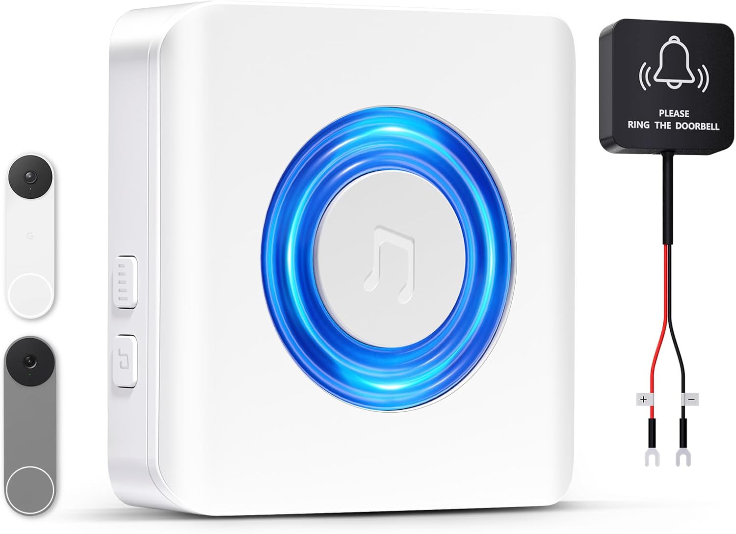 Wireless Doorbell Chime - Compatible with Google Nest Doorbell (Wired, 2nd Gen& 3rd Gen) - NOT Compatible with Google Nest Doorbell (Battery) (1 Video Doorbell Extender 1 Receiver)