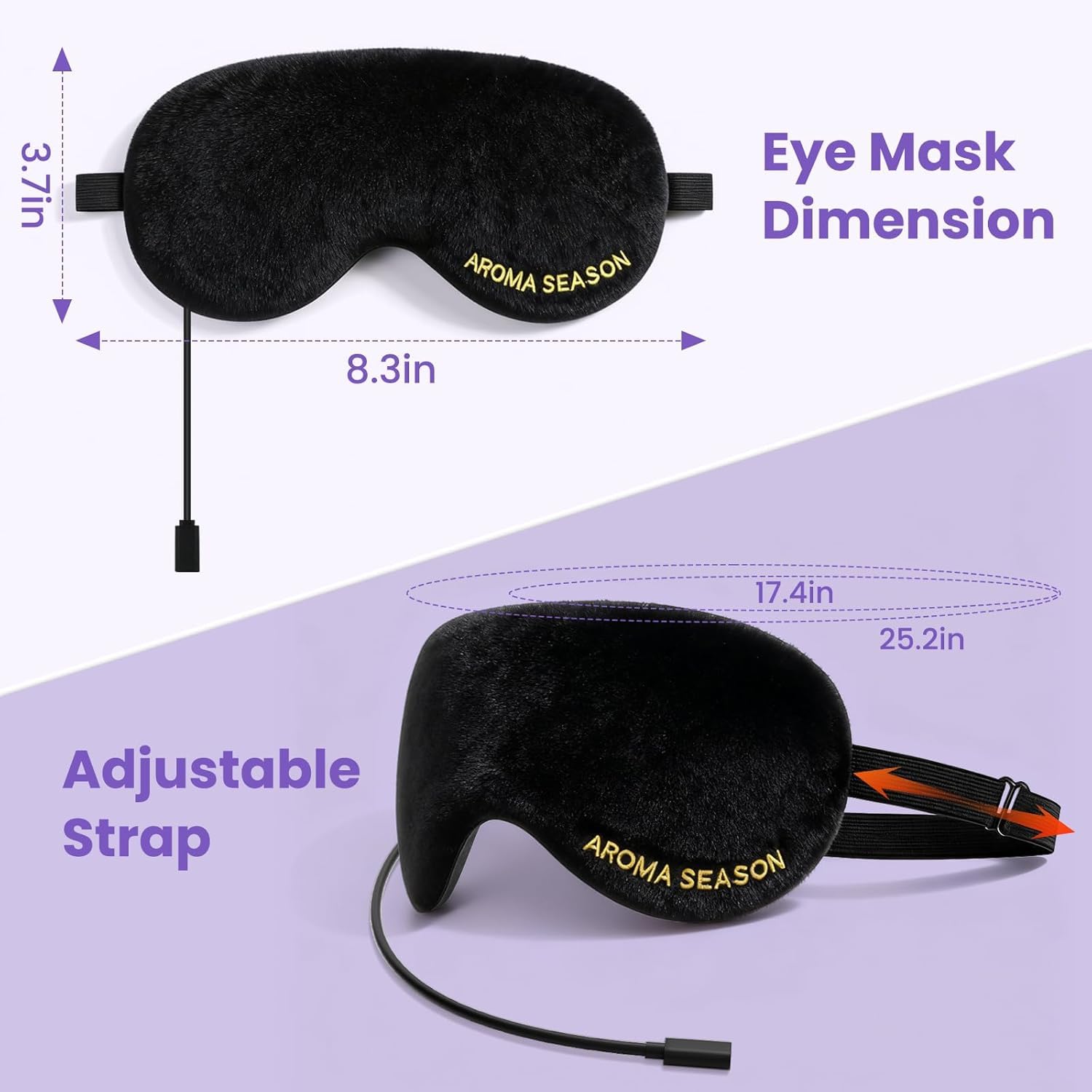 Aroma Season Heated Eye Mask, Warm Eye Compress for Dry Eyes MGD Stye Blephartitis Sinus Migraine, Graphene Heating Element with Natural Lavender Pack (Black) — Amazon image 7