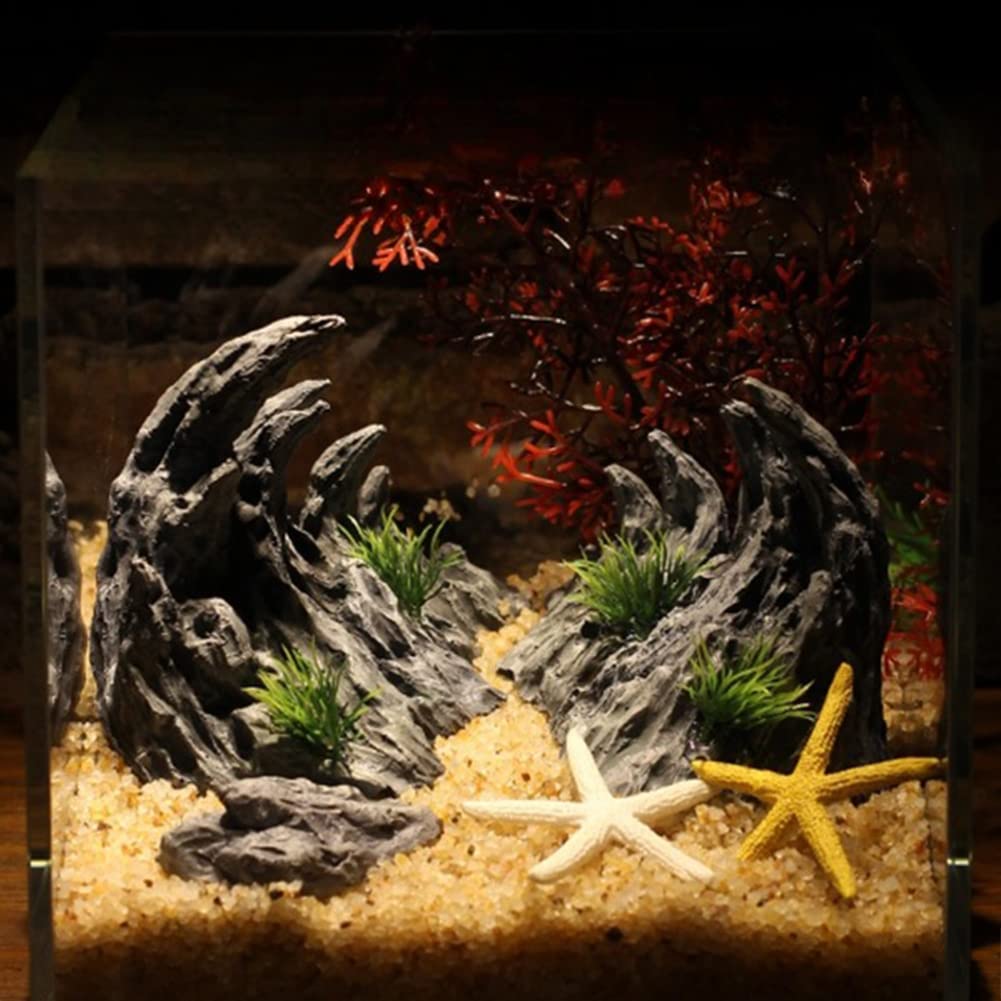 Amazon | 2個 アクアリウム オブジェ 岩 山 隠れ家 隠れ洞窟