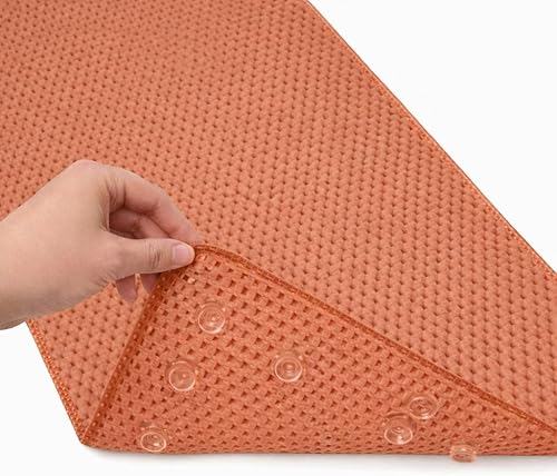 Miniatura 7 de Tapete de regadera antideslizante de lujo, resistente al moho, antibacteriano, BPA, látex, libre de ftalatos, tapete con agujeros de drenaje y Gris