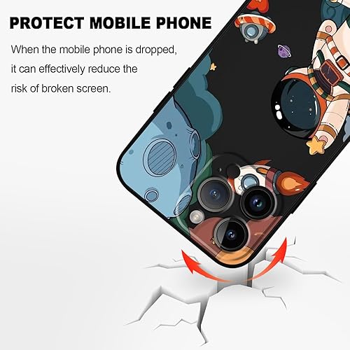 Miniatura 4 de LEECG Fundas para iPhone 15 Pro Max, para iPhone 15 Pro Max, funda de astronauta lateral con diseños de patrón creativo de silicona líquida a prueba