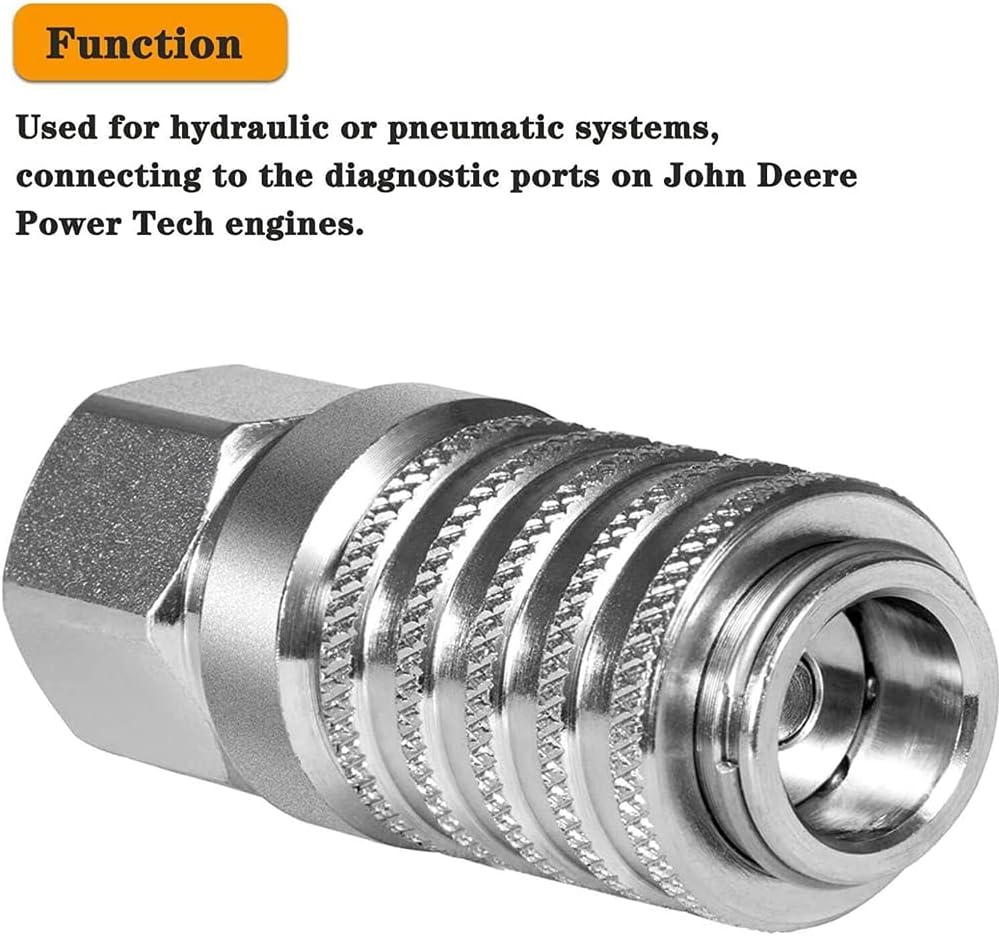 PD242 Series PD Steel Test Port Quick Coupler for Diagnostic Equipment Internal Pipe with Female Pipe Thread, 1/8" Body Size, 1/4"-18 NPTF Thread Size, 2.12" Length-Heavy Duty