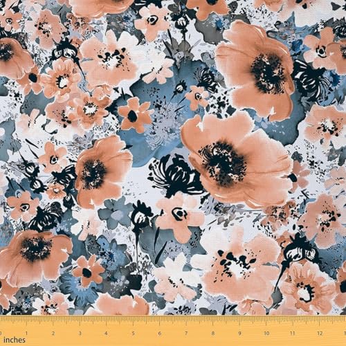 Tissu d'ameublement pour canapé motif floral graffiti rose et plante étanche
