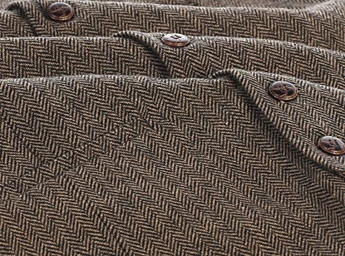 Gioberti Men's 6 Button Formal Herringbone Tweed Vest, Herringbone Brown, 4X Large #TOP2
