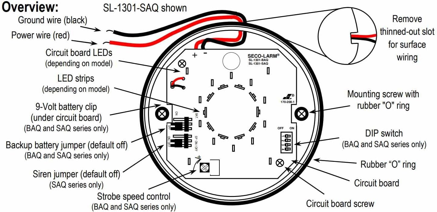 Seco-Larm Enforcer LED Strobe Light with Built-in Programmable Siren, Amber (SL-1301-SAQ/A)
