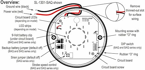 Miniatura 4 de Seco-Larm Enforcer - Luz estroboscópica LED con sirena programable incorporada, ámbar (SL-1301-SAQ/A)