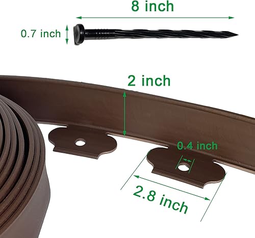 Miniatura 4 de Kit de bordes de paisaje negro de 20 pies para bordes de césped incluye 20 puntas, 2 pulgadas de alto borde de plástico para bordes de jardín para