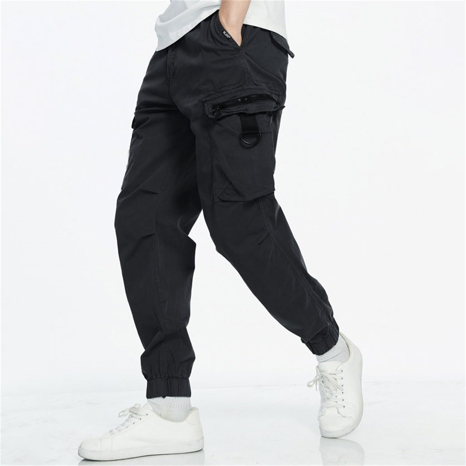Generisch Pantalones cargo chinos para hombre con bolsillos, pantalones cargo elásticos, pantalones de chándal para hombres con cintura elástica, pantalones cargo de algodón, pantalones cargo