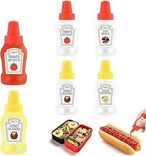 4 Pcs Mini Ketchup Bottle,25ML Squeezy Sauce Bottles,Mustard Oil/Honey/Soy Sauce/salad Dressing Bottle,Portable Children Picnic Lunch Box Dressing Container to Go with Screw Cap