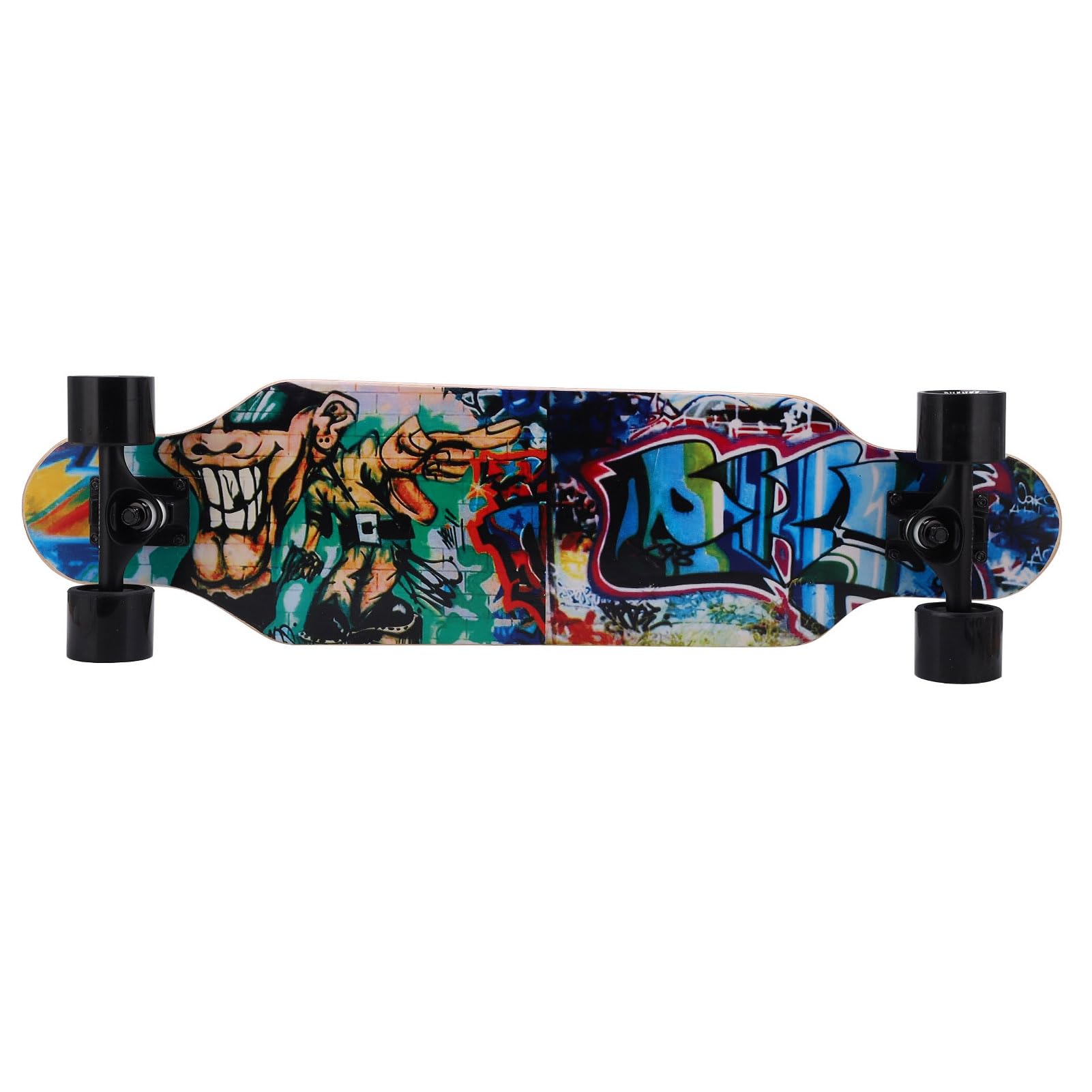 POENVFPO Longboard professionnel en érable, roulements ABEC 9, 8 couches, roues élargies de 70 mm, HR 95, avec motif de transfert de chaleur, pour adultes