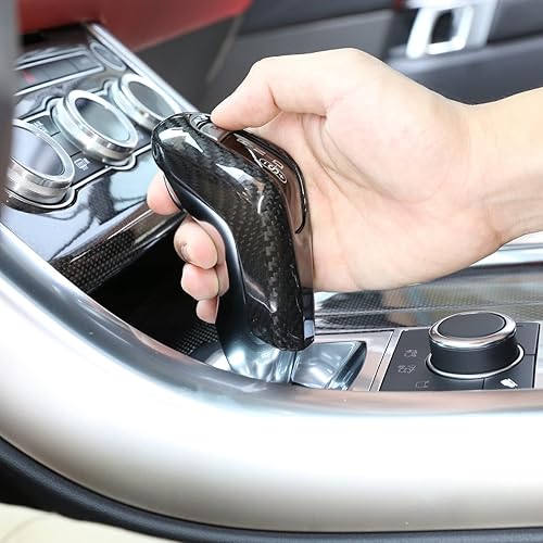 Miniatura 3 de YIWANG Cubierta de la cabeza del pomo de palanca de cambios de fibra de carbono 100% real para Land Rover RangeRover Sport 2014-2017, para Jaguar E