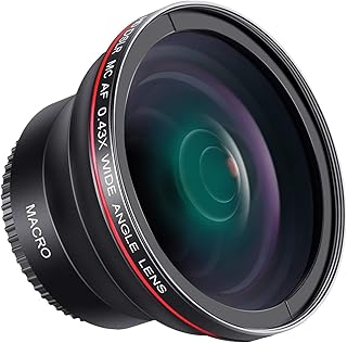 43mm 0.45x Wide Angle Lens with Macro for Canon Vixia HF R80, HF R82, HF R800, HF R70, HF R72, HF R700, HF R30, HF R32, HFM40, HFM41,HFM52, HFM400, HFM500 Camcorder