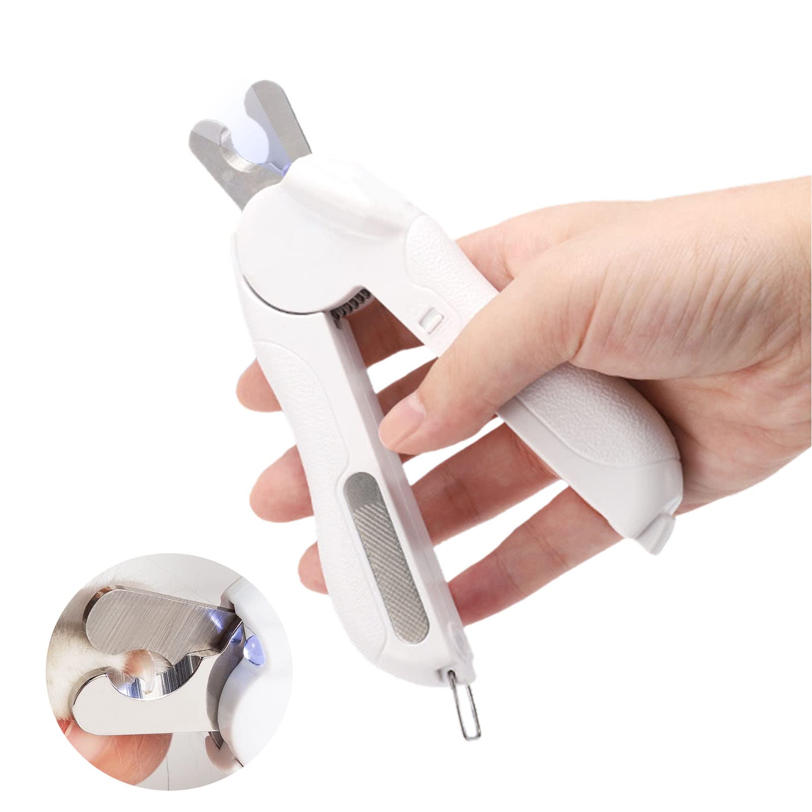 MZFANG Cortauñas Gato Profesional Cortauñas para Perro Acero Inoxidable Tijeras con Luz LED y Lima Cortador de uñas para Mascotas Cuidado de Las uñas para Perros y Gatos