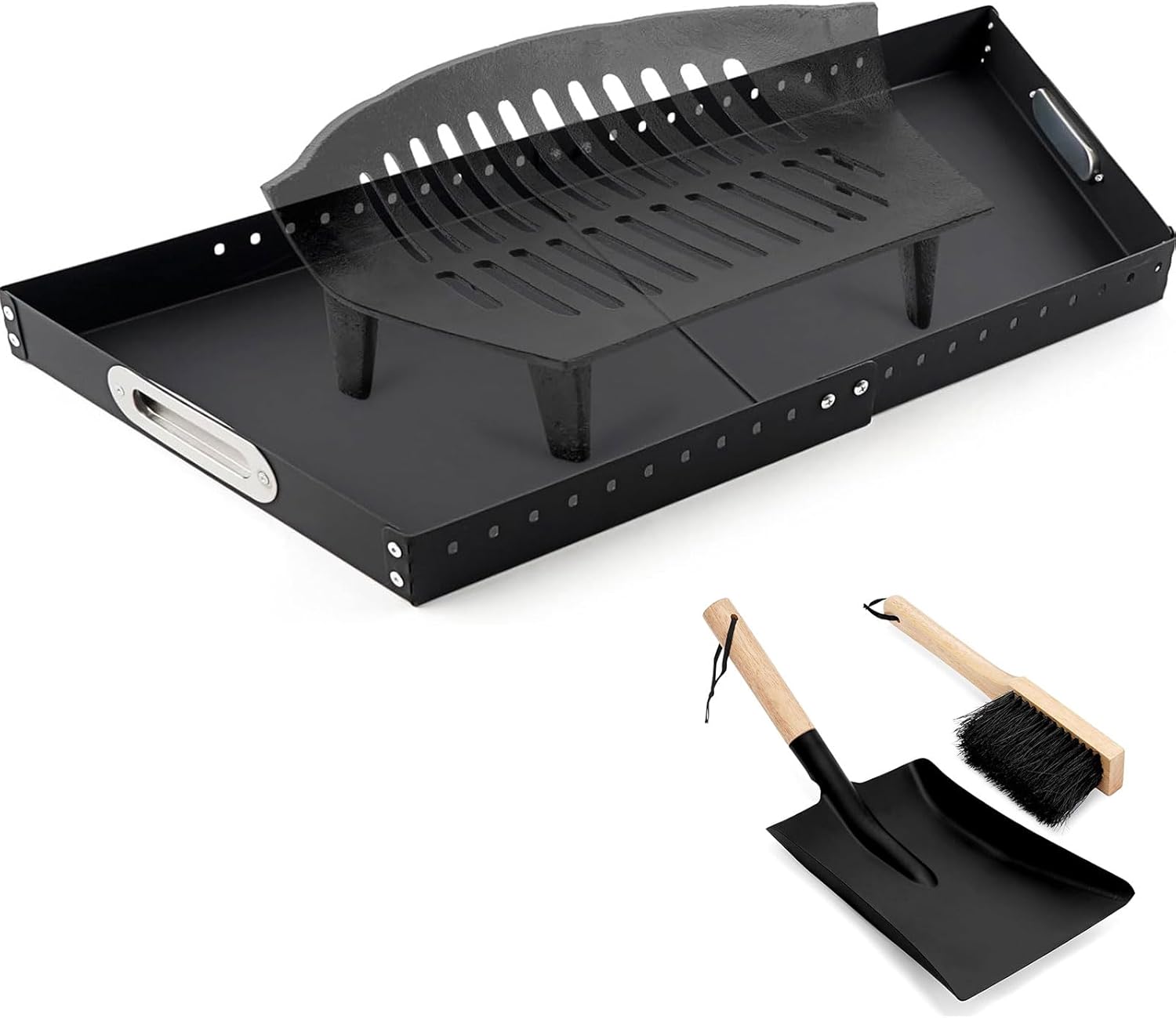 Fireplace Tray and Ash Shovel & Brush Set