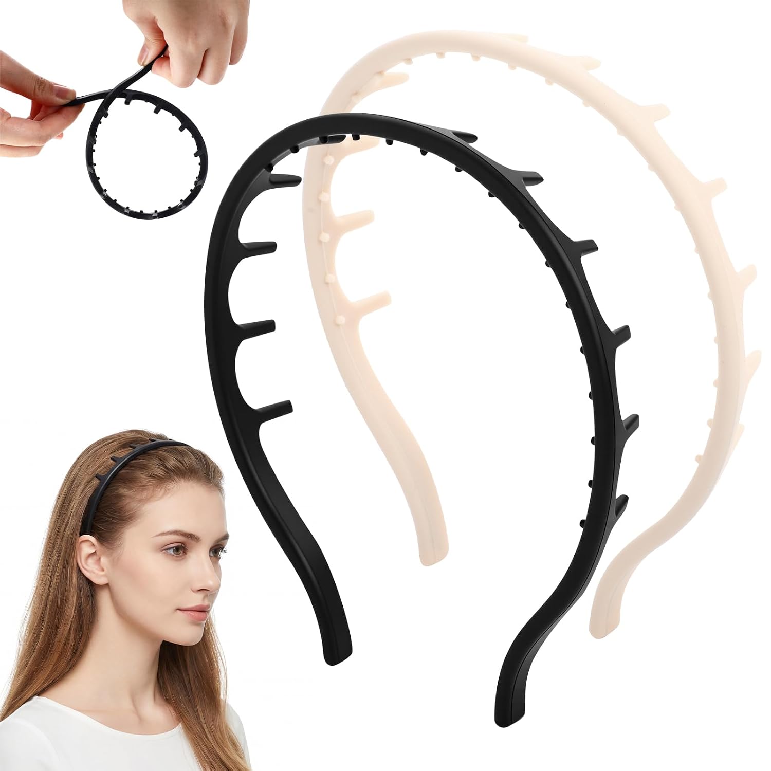 Silicone Comb Headbands for Women | Non-Slip Workout Headbands