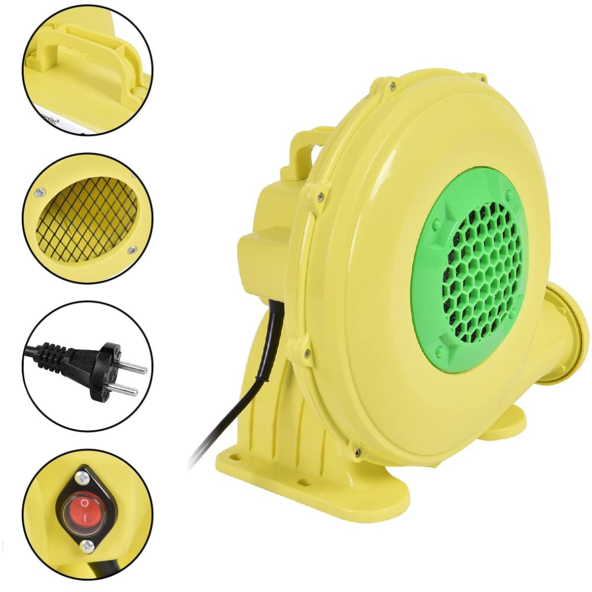RELAX4LIFE Ventilatore Gonfiabile per Castello, Soffiatore Elettrico 350W-950W, con Cavo di Alimentazione, per Scivoli Acquatici, Giochi Gonfiabili Domestici e Commerciali
