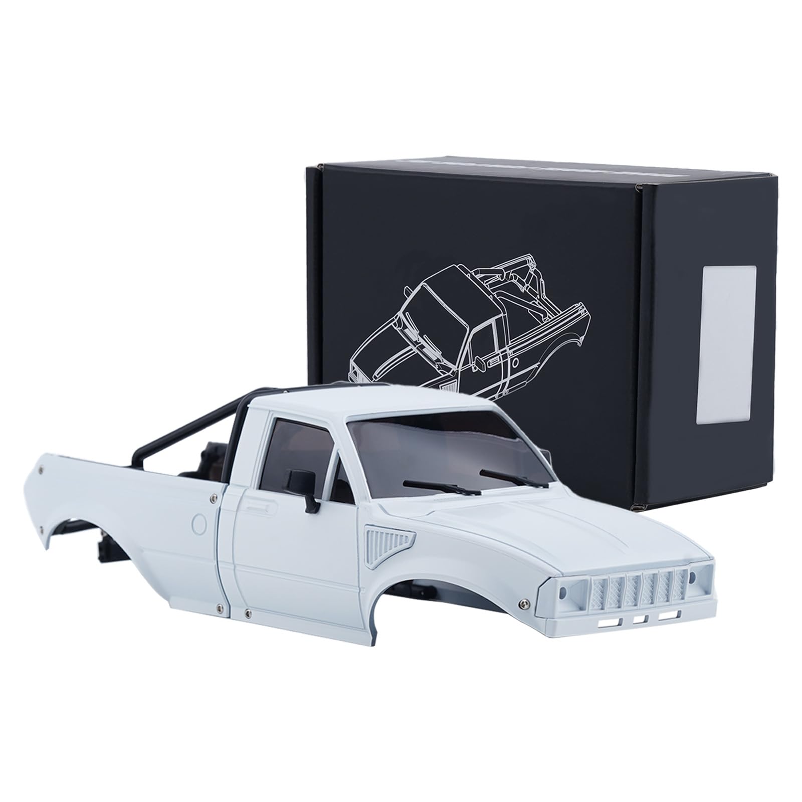 DJX SCX24 Body Shell with Bed Rack for Axial SCX24 C10 Bronco Wrangler Base Camp 1/24 RC Crawler Car (White)