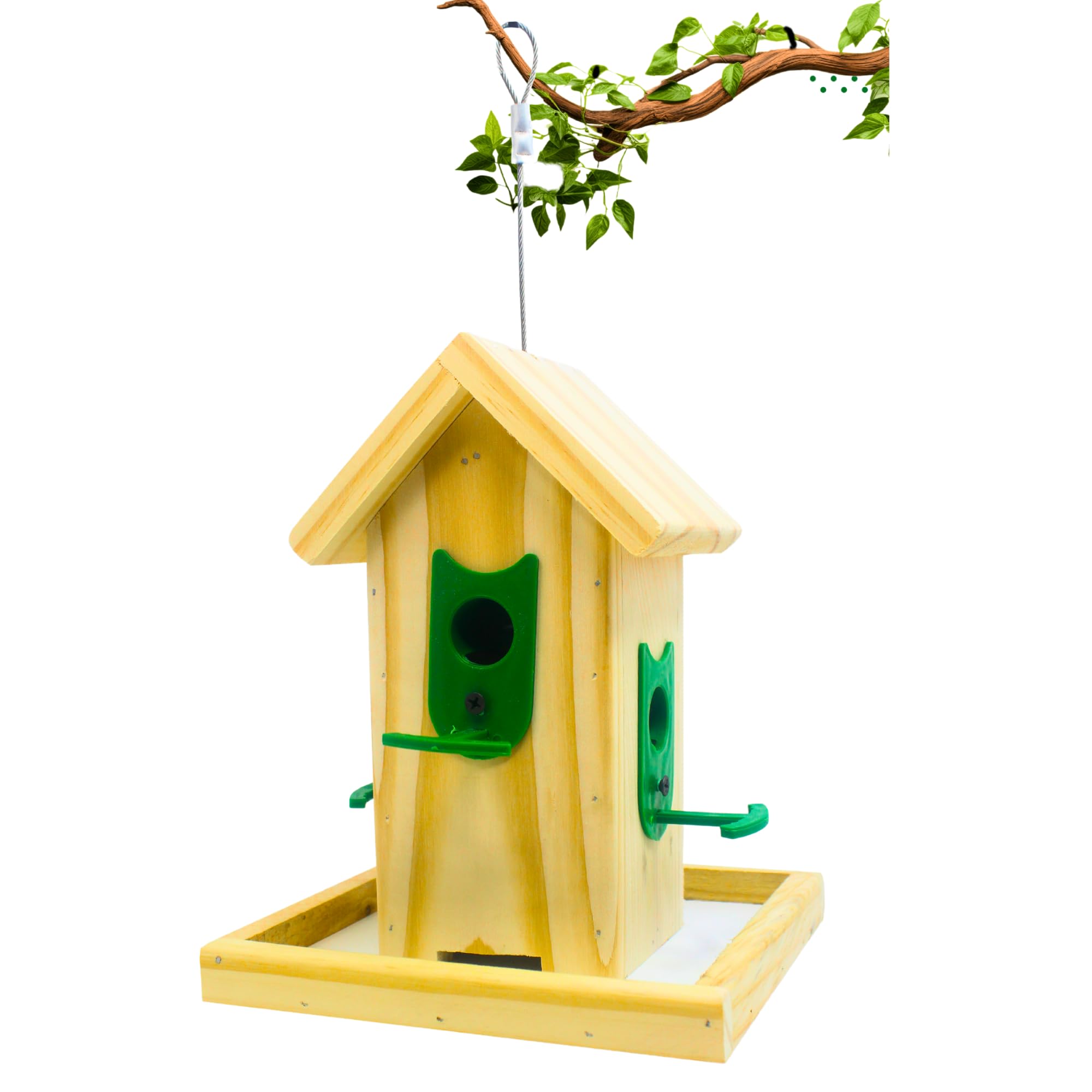 Skybeings Small Wooden Hanging Balcony Bird Feeder 4 Nozzles 500gram Bird Food Capacity Outdoor Garding Feeder for Small Sparrow Bird (B0CR7TXF5H) Amazon Price History, Amazon Price Tracker