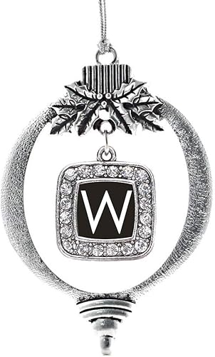 Miniatura 72 de Inspired Silver - My Vintage Initials - Adorno con dije de letra J - Adornos navideños cuadrados de plata con joyas de circonita cúbica