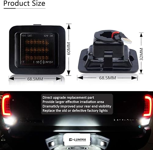 Miniatura 7 de D-Lumina Luces LED para matrícula, conjunto de lámpara ahumada, compatible con Fo-rd F150 2015-2020 y F150 Raptor 2017-2020, 6000 K, blanco, 2 piezas