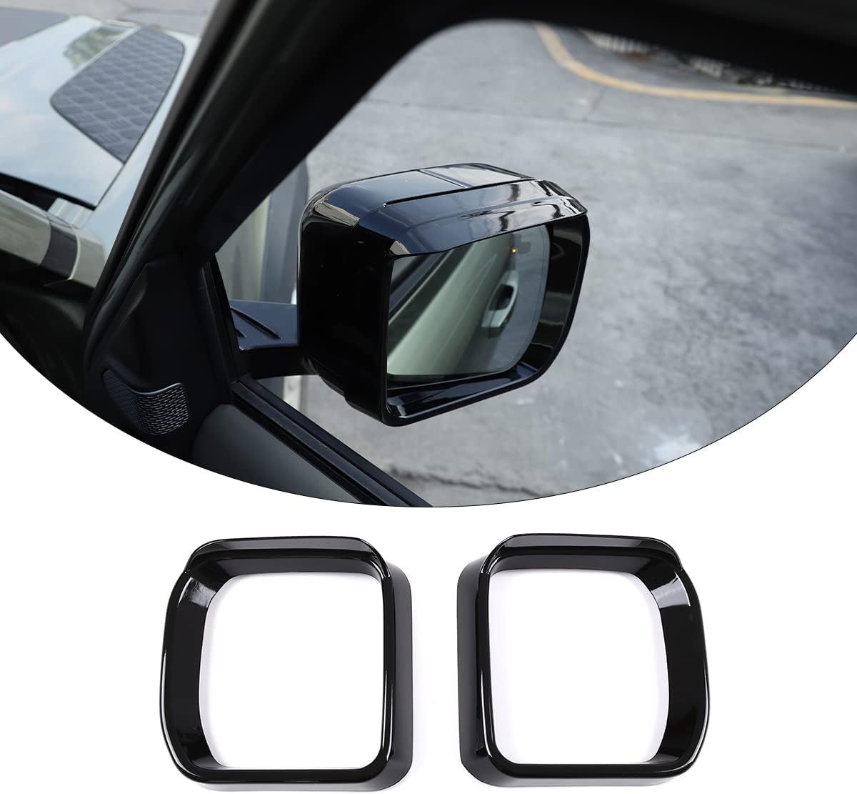 PIUGILH Rearview Mirror Rain Shield Cover Compatible with Land Rover Defender 2020 2021 2022 2023 2024, ABS Rear View Mirror Protector Frame, 2Pcs