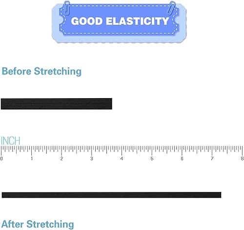 Miniatura 58 de Lydia's Deal Cordón elástico de 1/8 de pulgada (0.118 in) x 50 yardas, bandas elásticas para tejer, costura, manualidades, banda para las orejas