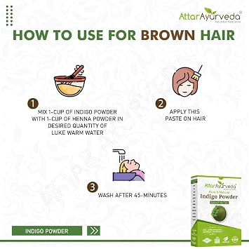Attar Ayurveda Natural Indigo Powder 7OZ, 100% Pure Hair Dye, Chemical-Free Herbal Colour for Black & Dark Brown Hair, Ammonia-Free, PPD-Free, Vegan Organic Hair Colouring Powder