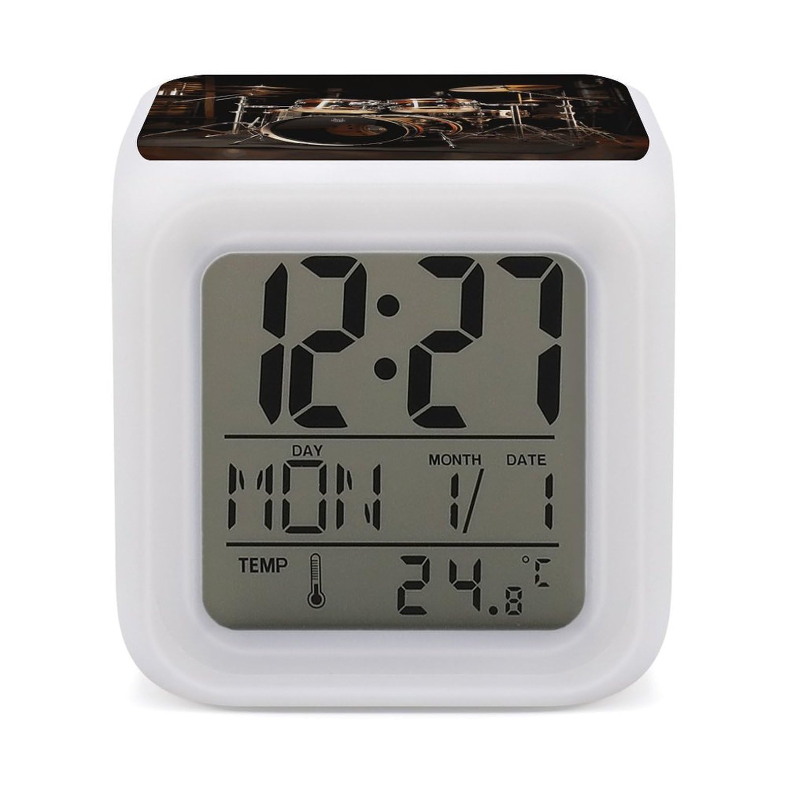 Reloj despertador digital LED de mesa de noche con luces de 7 colores