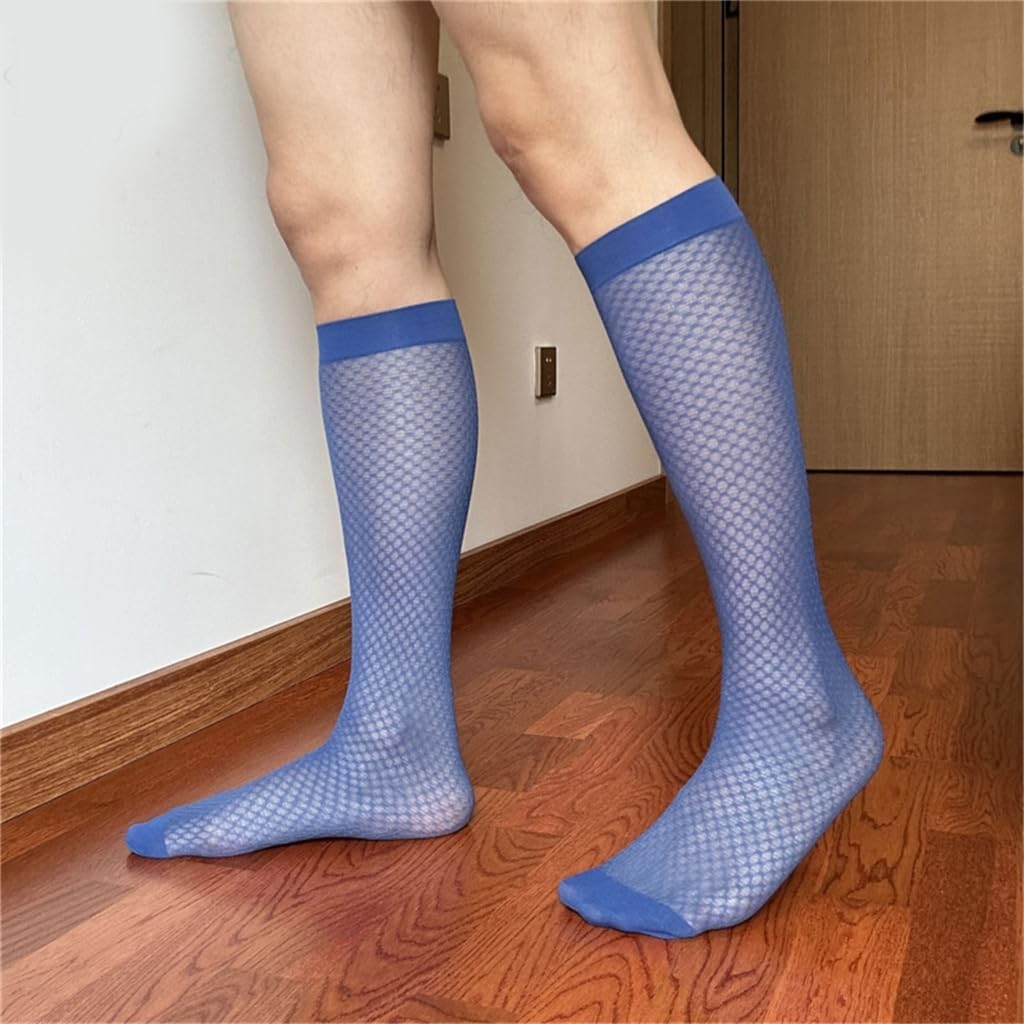 Mens Sheer Business Dress Sock Long Over the Calf Dress or Work Socks Nylon Formal Sock Knee Highs Work Stockings
