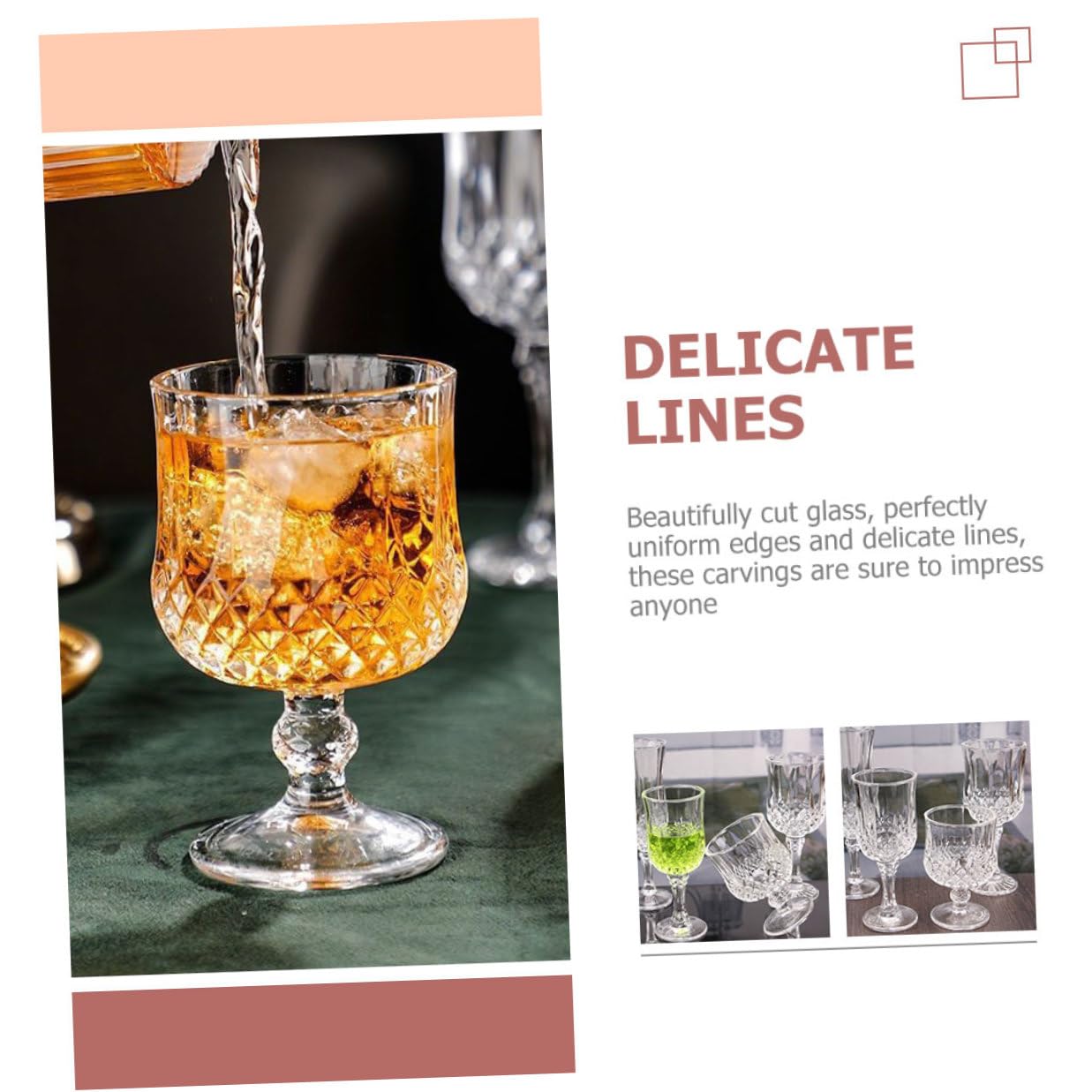 VANZACK 4 Stück Weißweingläser aus Glas Mattierte Kelche Gravierte Partygläser für Cocktails und Wein Vielseitige Trinkgläser mit Geschliffenen Kanten
