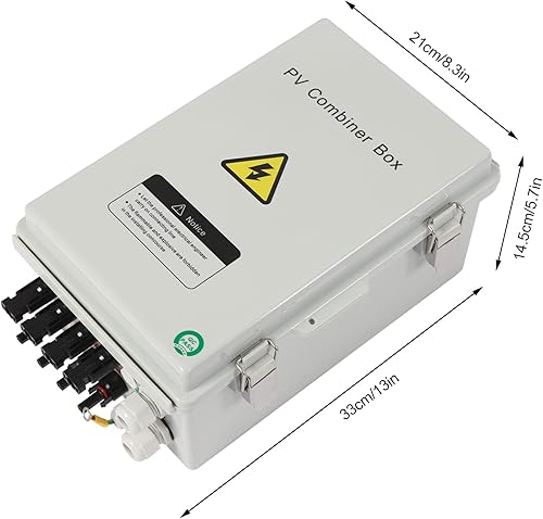 Miniatura 5 de Caja combinadora fotovoltaica, 4 cuerdas, caja combinadora solar con fusible de corriente nominal de 10A, disyuntor de 63A, arreste de rayos y