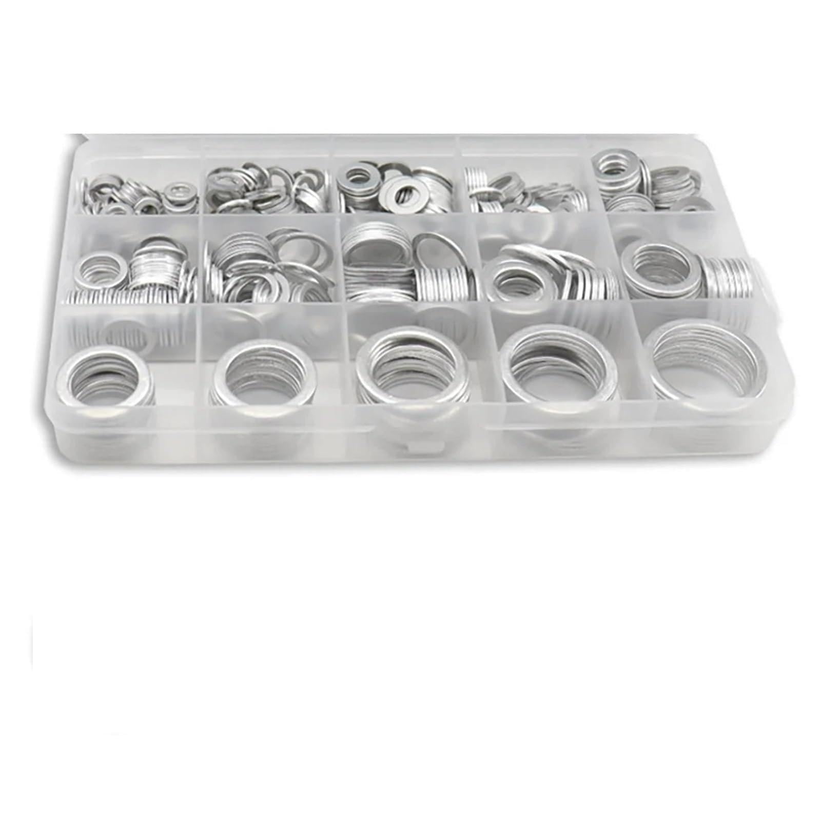 490 pièces M5-M24 joints plats en aluminium de bouchon vidange d'huile automobile, rondelles joint assorti métal Kit rondelle d'écrasement d'étanchéité pour Vis et Boulons